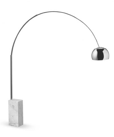 Botterweg Auctions Amsterdam > "Arco"(vroege uitvoering), marmeren voet met boog in aluminium U-profiel, ontwerp Achille & Pier Castiglioni 1962, uitvoering Flos / Italië