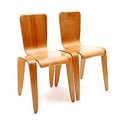  Laminated birch wood chairs "Bambi" (2x), high frequency pressed from one piece, design Han Pieck (1923 - 2010) 1948 for Morris & Co, Glasgow / Scotland ca.1950