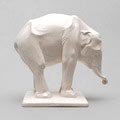 Molded white glazed porcelain sculpture of an elephant, design Johan Coenraad Altorf (1876-1955) 1911, executed by Chris Lanooy, Gouda / the Netherlands in a limited edition of max.12 pieces