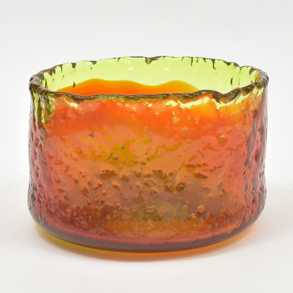 Coloured glass bowl with shaped surface, design & execution by Bernard...